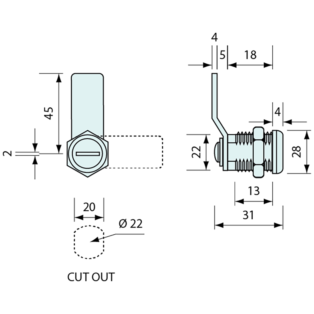 Screwdriver Cam Lock Heavy Duty Chrome 18mm